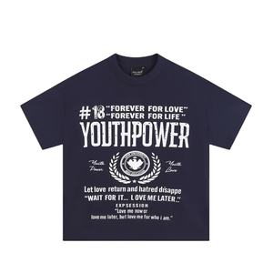 T-shirt basique pour homme Youthpower, 100% coton, 220g, écologique, respirant, coupe ample, streetwear pour les marques de mode - Product Image 1