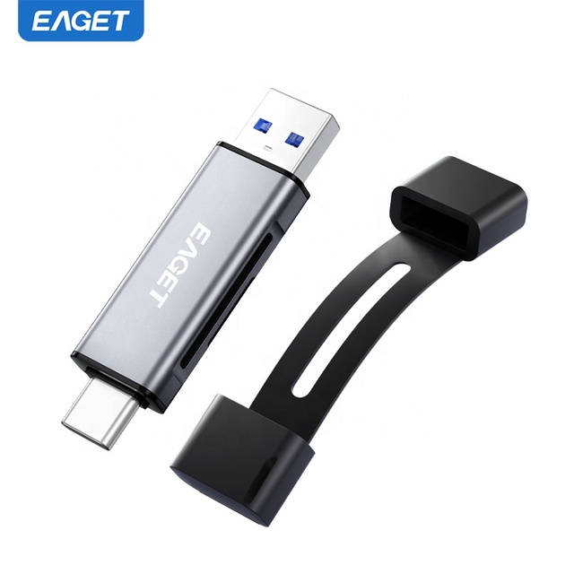 EAGET CR100 Aluminum Alloy 2-in-1 Multi Card Reader High Speed Type-C & USB3.0 SD & TF Card Support Wholesale