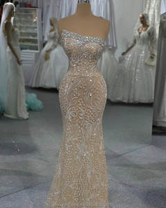 MD50003 lussuoso abito Sexy con paillettes <span class=keywords><strong>e</strong></span> sirena di perline abito Color <span class=keywords><strong>Nude</strong></span> con cristallo Sparlke elegante abito formale da sera per le donne - Product Image 5