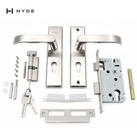 Ensemble de serrures à mortaise HYLAND OEM en acier inoxydable 304 avec poignée intérieure à levier et cylindre, finition brossée