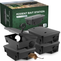 Lot de 4 stations d'appât pour rats, stations d'appât pour souris intelligentes anti-effraction, cages sécurisées pour enfants et animaux domestiques, pièges à souris pour extérieur/intérieur