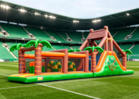 Château gonflable géant transfrontalier pour l'extérieur, parcours d'obstacles, toboggan, pour événements en zone touristique, places publiques et activités d'échauffement - Fabricant
