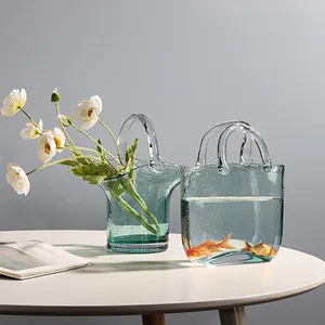 claro transparente florero Suppliers-Florero transparente para decoración del hogar, bolsa de vidrio de burbuja, nórdico, florero
