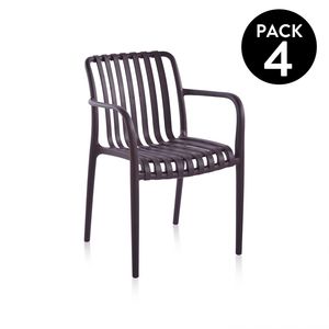 Chaises d'extérieur Jamie Arm Brown Lot de 4 pour le jardin - Product Image 3
