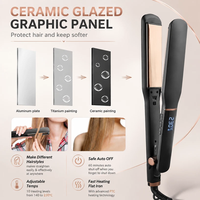 Lisseur de cheveux 2-en-1 à revêtement céramique, plaques flottantes 3D, écran LCD, arrêt automatique, bouclage rapide, chauffe rapide, fer à coiffer compact personnalisé pour salon