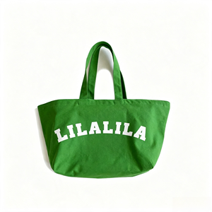 Bolsa de Lona Verde con Logotipo Personalizado, Bolsa de Compras de Algodón con Estampado de Letras de Gran Capacidad para Deportes, Gimnasio y Viajes - Product Image 1