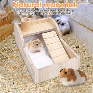 Boîte de bain de <span class=keywords><strong>sable</strong></span> pour hamster, salle de douche en bois, bac à creuser, conteneur avec échelle d'escalade, souris, gerbilles et autres petits animaux - Product Image 5