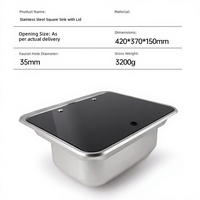 Évier de cuisine compact et pliable pour caravane, en acier inoxydable SUS304 avec couvercle, pour camping-car, bateau, yacht, cuisine mobile miniature, OEM personnalisé