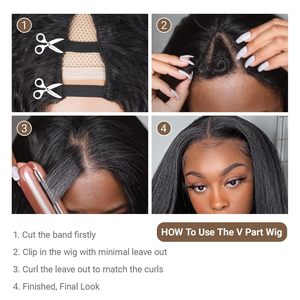 Perruque Afro Bouclée Frisée PREMPO, Partie en <span class=keywords><strong>V</strong></span>, Densité 180%, Sans Colle, à Clipser, Boucles Volumineuses, pour Femmes Noires, 24 Pouces # 1B) - Product Image 5