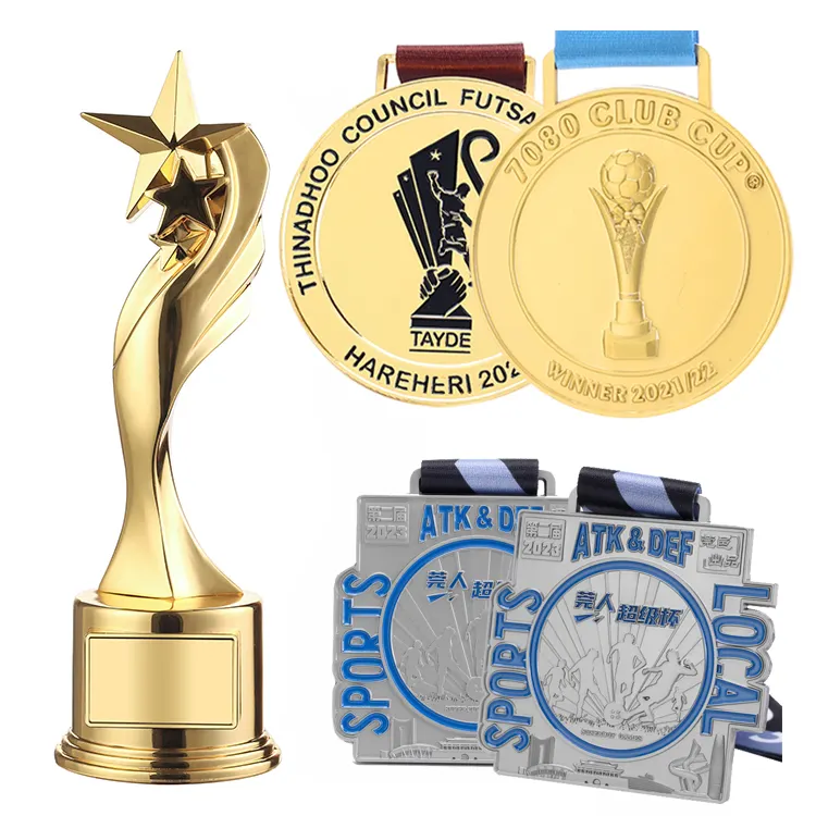 Großhandel Custom Quality Award Trophäe Marathon Fußball Fußball Volleyball UAE Metall medaillen und Trophäen