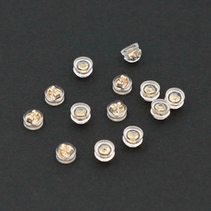 Tapones para los oídos de silicona transparentes de plata de ley 925, tapones para los oídos de hamburguesa de oro de 18 quilates, inserciones traseras antideslizantes y anticaída, DIY - Product Image 3