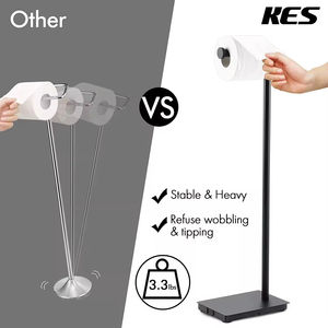 Porte-<span class=keywords><strong>papier</strong></span> hygiénique sur pied en acier inoxydable de haute qualité porte-<span class=keywords><strong>papier</strong></span> hygiénique noir mat pour salle de bain avec réserve - Product Image 3