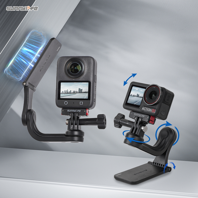 Sunnylife Multi-axis Rotatable Magnetic Mount Action Camera Holder 360° Rotating for OSMO 360/ Action 5 Pro/ 360 X5/ Pocket 3