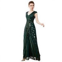 Nouvelle Robe de Soirée Sirène Longue Vert Foncé à Col en V, Bretelles Fines et Détails Diamantés, Coupe Ajustée à la Taille, Silhouette Longue – Meilleure Vente
