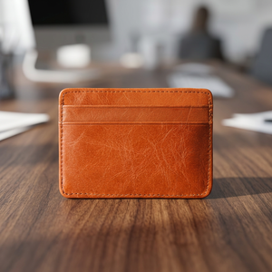 Porte-cartes pliable en cuir minimaliste personnalisable de haute qualité, artisanat en cuir de qualité supérieure pour la Saint-Valentin - Marque personnalisée - Product Image 4