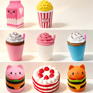 Jouets Squishy en PU pour Filles, Thème Kawaii Popcorn Frites Panda Gâteau Hamburger, <span class=keywords><strong>à</strong></span> Remontée Lente, Parfum Crème, Anti-Stress, Vente en Gros - Product Image 4