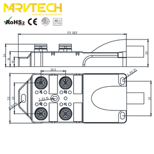 Marvtech 4 דרך אחת/כפול אות M12 הפצת צומת תיבה עם חוט LED אור עבור מפעל אוטומציה - Product Image 4