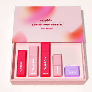 Nuovo flaconi vuoti per la cura <span class=keywords><strong>della</strong></span> pelle e vasetti per imballaggi cosmetici Set di plastica quadrata rosa bottiglia di siero per il viso per animali domestici e barattolo di <span class=keywords><strong>crema</strong></span> con scatola - Product Image 4