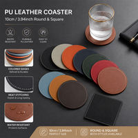 Sous-verres ronds en cuir PU vierges promotionnels, personnalisables avec logo, pour décoration de table basse, résistants à la chaleur, pour souvenirs, vente en gros à prix abordable