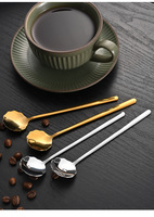 Cuillère à café de luxe en acier inoxydable 304 en forme de fleur, à long manche, finition miroir or/argent, pour desserts, thé, bar et décoration intérieure