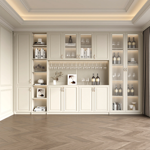 Aparador <span class=keywords><strong>de</strong></span> Lujo con Estante para Copas <span class=keywords><strong>de</strong></span> Vino, Vitrina con Puerta <span class=keywords><strong>de</strong></span> Vidrio Estriado, Mueble <span class=keywords><strong>de</strong></span> Comedor Personalizado, Alacena, Unidad <span class=keywords><strong>de</strong></span> Pared, Directo <span class=keywords><strong>de</strong></span> Fábrica - Product Image 1