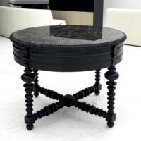 Table basse ronde antique sur mesure en gros, avec plateau en marbre et pieds sculptés, pour villa, salon, projet résidentiel