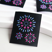 Étiquette en tissu tissé à motif de feux d'artifice personnalisés, accessoire fait main, emblème en tissu pour vestes