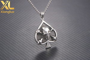 Hot Selling Personality Stainless Steel Vintage <b>Playing</b> <b>Cards</b> Spade Pendant Mens Heart Shape Pendant - Product Image 4