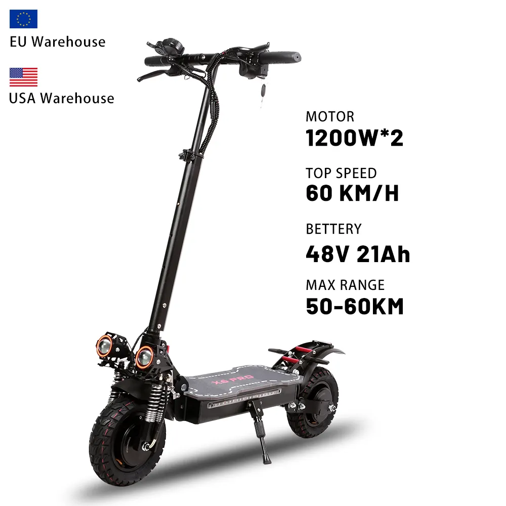 Sunnigoo Elektrische Scooter 48V 2400W Daul Motor Scooter Elektrische 60 Km/h Opvouwbare Adult 10 Inch Off Road Band elektrische Scooters