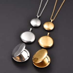 Pendentif Médaillon Rond en Acier Inoxydable Mignon pour Photo, Collier DIY pour Femmes et Hommes, Breloque Cadre Photo Commémoratif, Chaîne Bijoux Métalliques - Product Image 1