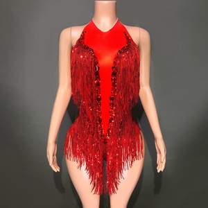 Costume da Ballo con Strass Scintillanti, Paillettes Elastiche, Tuta Fluida, Costume per Spettacoli sul Palco - Product Image 3