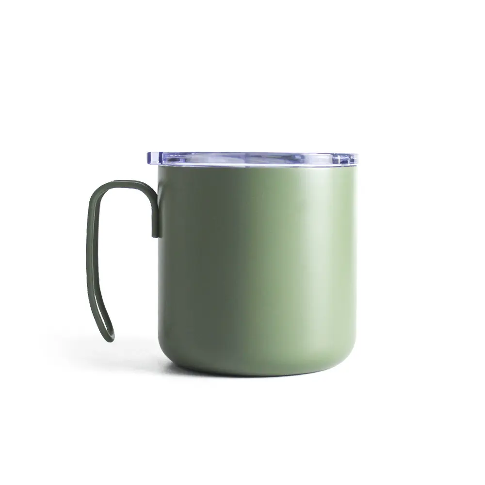 Taza de café de acero inoxidable con precio al por mayor de 12Oz, taza aislada, taza térmica de viaje con asa y tapa, Vasos Termi