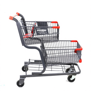 Chariot à Deux Niveaux de Grande Taille pour Supermarché Canadien, Chariot de Courses à <span class=keywords><strong>Double</strong></span> Panier - Product Image 1