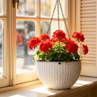 Pot Bunga Gantung Tradisional Dua Pot Sistem Penyiraman Otomatis 1.28L Bahan PP Untuk Penggunaan Dalam & Luar Ruangan untuk Rumah & Taman