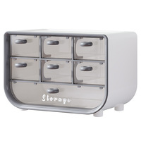 Boîte de rangement multifonctionnelle de bureau à 7 compartiments en plastique ABS, design moderne et minimaliste, grande capacité, organiseur pour cosmétiques et papeterie