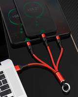 Usine Premium Mini Cadeau Promotionnel 3A Logo Personnalisé 3 en 1 Android IOS Multi 8Pin Micro USB Type C Kabel Câble de Chargeur Rapide