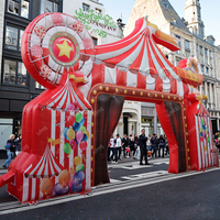 Arco Inflable de Circo para Entrada, Decoración Gigante para Eventos Navideños, Temática de Dibujos Animados, con Bomba de Aire Eléctrica Resistente