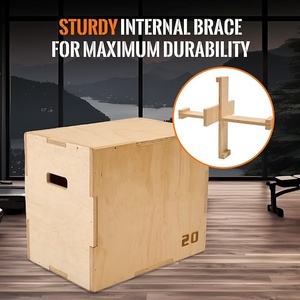 Wellshow 3 en 1 Wood Plyo Box Caja de <span class=keywords><strong>salto</strong></span> pliométrica antideslizante para gimnasio en casa 400lbs Bearing Fitness Launch Box para saltar en cuclillas - Product Image 5