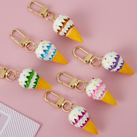 Porte-clés en plastique imitation crème glacée, pendentif créatif, style dessin animé, réplique alimentaire, emballage en vrac, petit cadeau, crème glacée