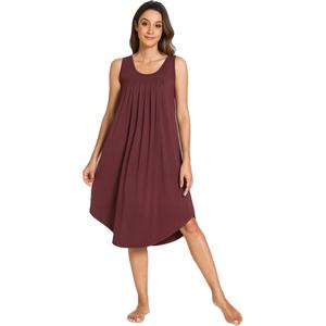 Camisón personalizado para mujer, suave, sin mangas, plisado, vestido de dormir, vestido de descanso, pijama al por mayor, camisón para mujer - Product Image 1