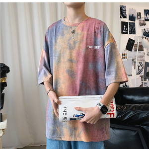 フード付きゲセンダカップルTシャツブラックヴィンテージTシャツTシャツタイダイTシャツ - Product Image 2