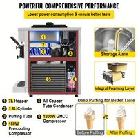 SIHAO YKF-9236ST 20-28L/H 2450W Crème glacée molle de comptoir 2 + 1 saveurs