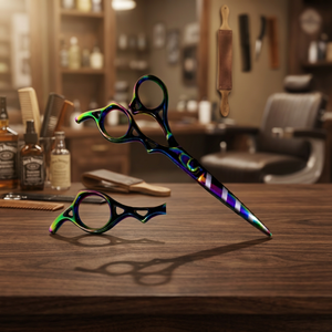 Ensemble de ciseaux à cheveux professionnels ASAP Salon Quality Rainbow Finish en acier inoxydable à long manche pour droitiers, ciseaux de barbier multicolores - Product Image 2