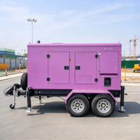 Générateur diesel insonorisé monté sur remorque, faible bruit, cabine fermée pour chantier extérieur, alimentation de secours