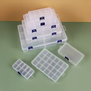 調整可能なジュエリーボックス Suppliers-透明プラスチック収納ジュエリーボックスコンパートメント調節可能なコンテナビーズジュエリー長方形ボックスケース用イヤリングボックス