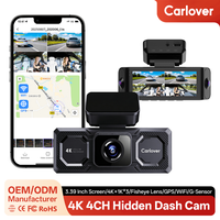 Caméra de tableau de bord dissimulée A10Pro prête à l'emploi, enregistreur vidéo 4K+1080P, 4 canaux, Plug & Play, enregistrement en boucle, DVR automobile, intégration anglaise