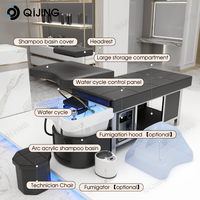 Meilleures ventes de shampoing électrique Tête de lit de spa Table de shampoing pour salon de coiffure avec armoire de rangement