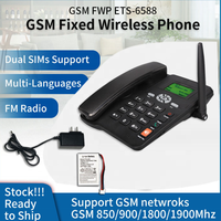 Teléfono Fijo GSM de Escritorio con Doble Tarjeta SIM ETS-6588, Teléfono Inalámbrico Fijo GSM con Radio FM