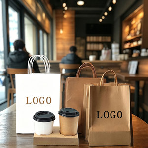 Custom Logo Printed Recycled Food <b>Packaging</b> <b>Bags</b> With Handle White Brown Kraft Paper <b>Bags</b> For Food Gift Clothing Shopping - Product Image 6