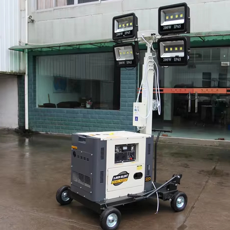 Top Quality 9m Light Tower Diesel Generator Mobile LED Lighting Tower Construction Mining Tower Light for Sale for sale